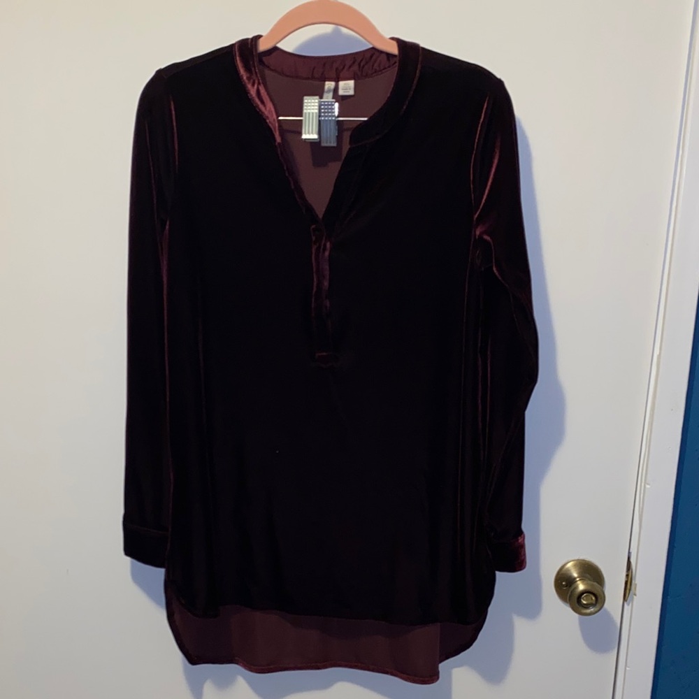 Cato Velvet Blouse - Deep Wine